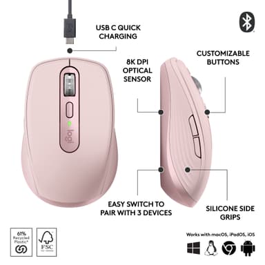 Logitech MX Anywhere 3S langaton hiiri (roosa)