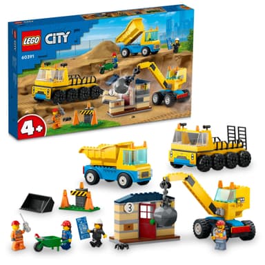 LEGO City Rakennustyömaan ajoneuvot, nosturi ja purkupallo 60391