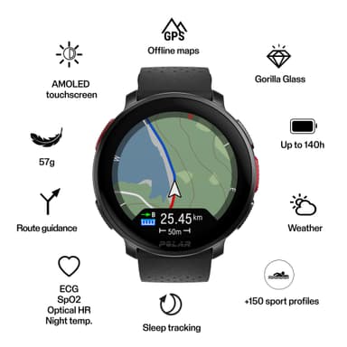 Polar Vantage V3 urheilukello 47 mm (musta)