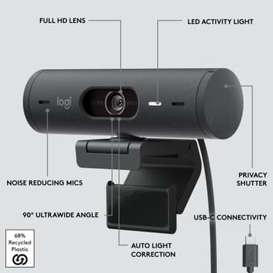 Logitech Brio 500 webkamera (grafiitti)