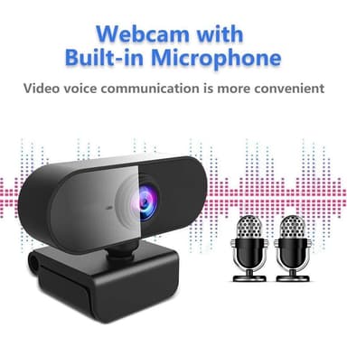 USB-verkkokamera Full HD 1080p, 30 fps, mikrofonilla, 360 astetta kääntyvä pohja ja 45 asteen kallistus, 2MP