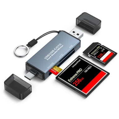 NÖRDIC USB-A, USB-C-kortinlukija, 3-paikkainen CF, SD, MicroSD UHS-I