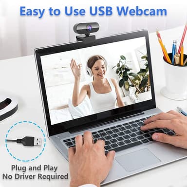 USB-verkkokamera Full HD 1080p, 30 fps, mikrofonilla, 360 astetta kääntyvä pohja ja 45 asteen kallistus, 2MP