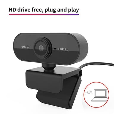 USB-verkkokamera Full HD 1080p, 30 fps, mikrofonilla, 360 astetta kääntyvä pohja ja 45 asteen kallistus, 2MP
