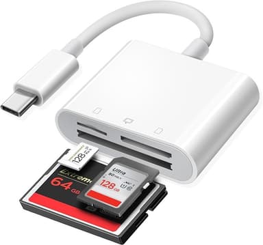 NÖRDIC USB-C-kortinlukija, 3-paikkainen CF, SD, MicroSD UHS-I