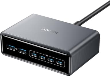 ANKER Prime-laturi, 200W 6-porttinen GaN-latausasema, Nopea USB C-lataus