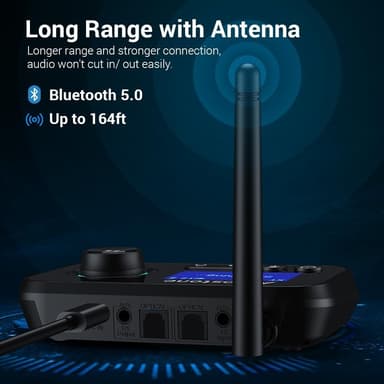 NÖRDIC Bluetooth 5.0 lähetinvastaanotin, äänisovitin kahdelle kuulokkeelle pitkän kantaman