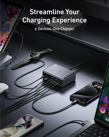 ANKER Prime-laturi, 200W 6-porttinen GaN-latausasema, Nopea USB C-lataus
