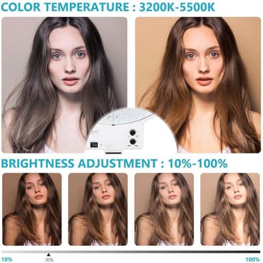 Studio LED-rengasvalaisin Selfie 48cm halkaisija himmennettävä säädettävä leveyden väreillä ja 2 M Stand Ring Light Studio