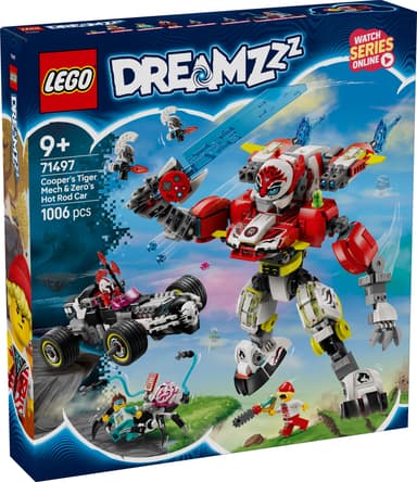 LEGO DREAMZzz Cooperin tiikerirobotti ja Zeron hot rod ‑auto 71497