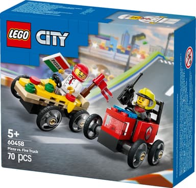 LEGO City Pizza-auto vastaan  paloauto – kilpa-autopakkaus 60458