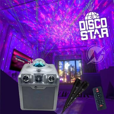 N-Gear Disco Star 710 karaokekaiutin Bluetoothilla ja laservaloshow'lla - hopea