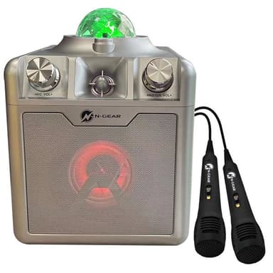 N-Gear Disco Star 710 karaokekaiutin Bluetoothilla ja laservaloshow'lla - hopea