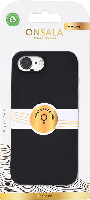 Onsala iPhone 16E Silicone suojakuori (musta)