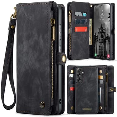 CaseMe Samsung S25+ 008 BIg Wallet 2in1 Magnet Lompakkokotelo - Musta