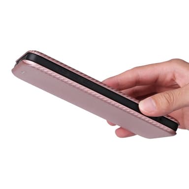 SKALO OnePlus 13 Carbon Fiber Lompakkokotelo - Ruusukulta
