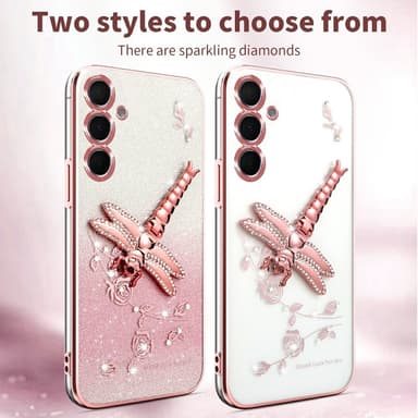 SKALO Samsung S25 KADEM Dragonfly Glitter Suojakuori - Violetti