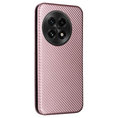 SKALO OnePlus 13 Carbon Fiber Lompakkokotelo - Ruusukulta