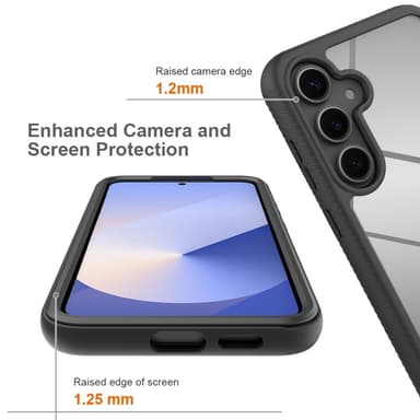 SKALO Samsung S25+ Shockproof Clear Hybrid+Näytönsuoja Suojakuori - Musta