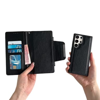 SKALO Samsung S25 Ultra 2-in-1 Magneettinen Irrotettava Lompakkokotelo - Musta