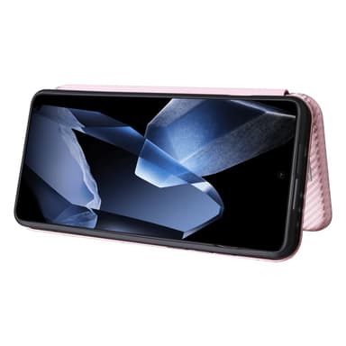 SKALO OnePlus 13 Carbon Fiber Lompakkokotelo - Ruusukulta