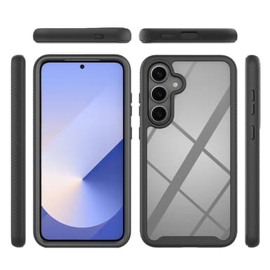 SKALO Samsung S25+ Shockproof Clear Hybrid+Näytönsuoja Suojakuori - Musta
