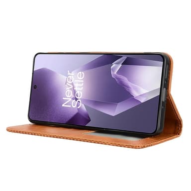 SKALO OnePlus 13R Embossed Premium Lompakkokotelo - Ruskea