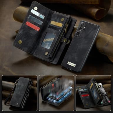 CaseMe Samsung S25+ 008 BIg Wallet 2in1 Magnet Lompakkokotelo - Musta
