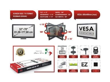 Seinäkiinnike LED-TV - CINEMA PLUS 32 ""-70""