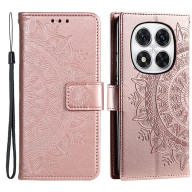 SKALO Xiaomi Redmi Note 14 Pro 5G Mandala Lompakkokotelo - Ruusukulta