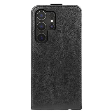 SKALO Samsung S25 Ultra Vertical Flip PU-Nahka Lompakkokotelo - Musta