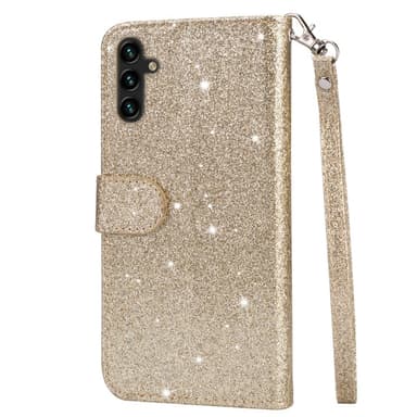SKALO Samsung S25 Glitter Vetoketju Lompakkokotelo - Kulta