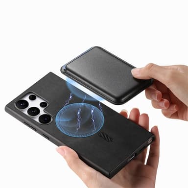 SKALO Samsung S25 Ultra 2-in-1 PU-nahkakotelo+korttikotelo - Musta