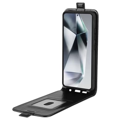 SKALO Samsung S25 Ultra Vertical Flip PU-Nahka Lompakkokotelo - Musta