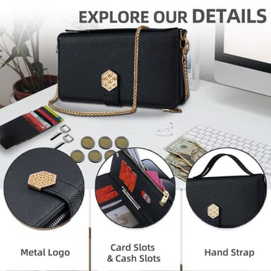 SKALO Xiaomi Redmi Note 14 5G Big Wallet Cross Texture Lompakkokotelo - Musta