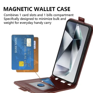 SKALO Samsung S25 Ultra Vertical Flip PU-Nahka Lompakkokotelo - Musta