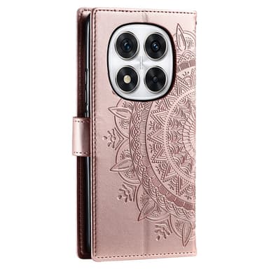 SKALO Xiaomi Redmi Note 14 Pro 5G Mandala Lompakkokotelo - Ruusukulta