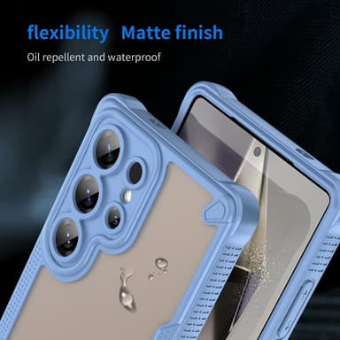 SKALO Samsung S25 Ultra Armor Hybrid Frosted Suojakuori - Sininen