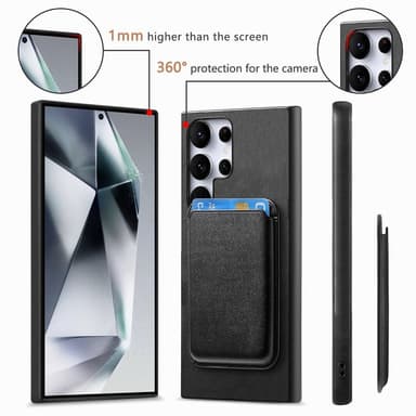 SKALO Samsung S25 Ultra 2-in-1 PU-nahkakotelo+korttikotelo - Musta