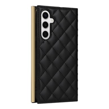 SKALO Samsung S25 Quiltattu olkahihna kullalla reunalla Lompakkokotelo - Musta