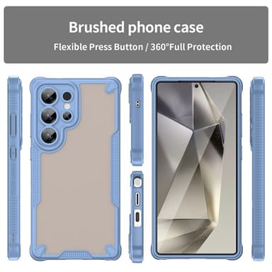 SKALO Samsung S25 Ultra Armor Hybrid Frosted Suojakuori - Sininen