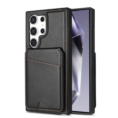 SKALO Samsung S25 Ultra PU-nahkainen Irrotettava Lompakkokotelo Suojakuori - Musta