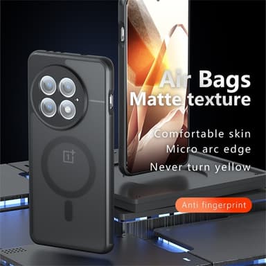 SKALO OnePlus 13 Skin-touch Hybrid Suojakuori - Musta