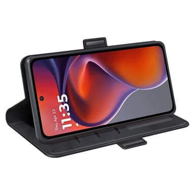 SKALO Motorola Moto G15 4G Premium ID Lompakkokotelo - Musta