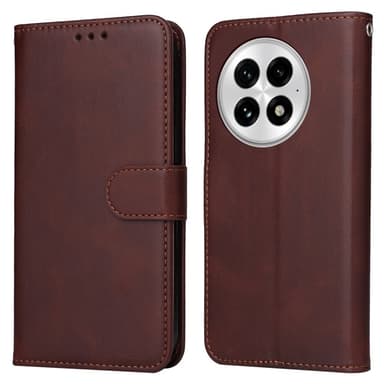 SKALO OnePlus 13 PU-nahka Lompakkokotelo - Ruskea