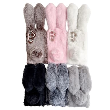 SKALO Samsung S25 3D Fluffy Bunny Suojakuori - Pinkki