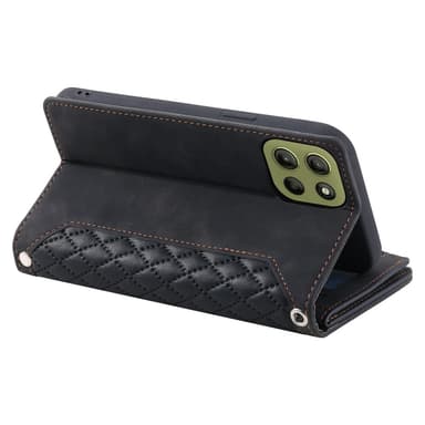 SKALO Motorola Moto G15 4G Style 005 Big Wallet Quiltat Lompakkokotelo - Musta