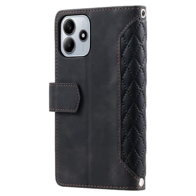 SKALO Xiaomi Redmi Note 14 5G Style 005 Big Wallet Quiltat Lompakkokotelo - Musta