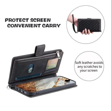 SKALO Motorola Moto G15 4G Style 005 Big Wallet Quiltat Lompakkokotelo - Musta