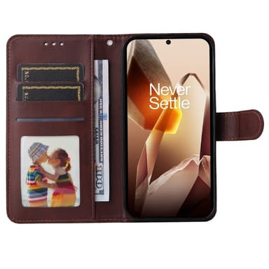 SKALO OnePlus 13 PU-nahka Lompakkokotelo - Ruskea